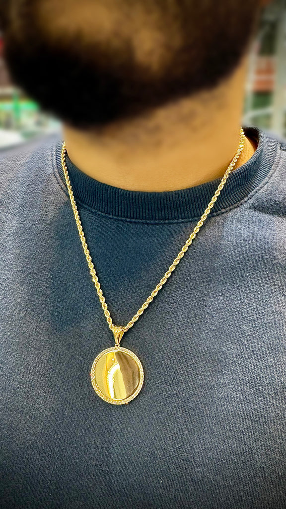 *NEW* 14K Picture Pendant W/ Hollow Rope Chain 20” Inches 🔥 JTJ™ - Javierthejeweler