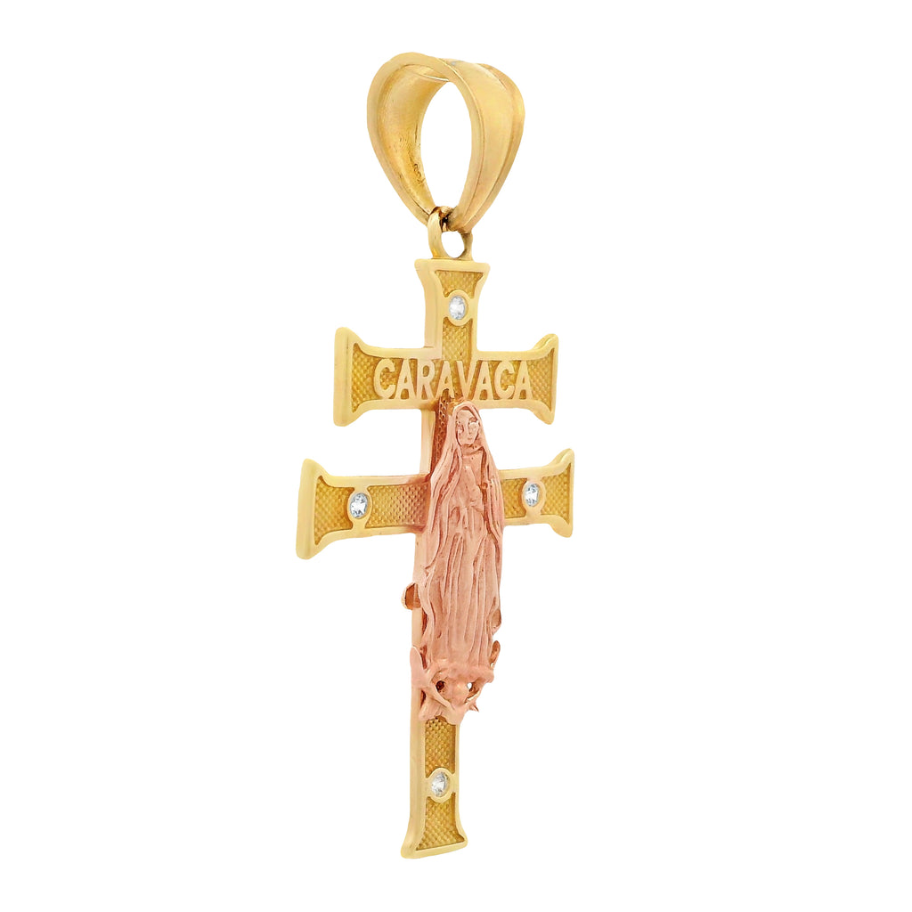 14K Caravaca Cross Pendant two Tone (2” Inches)  JTJ™ - Javierthejeweler