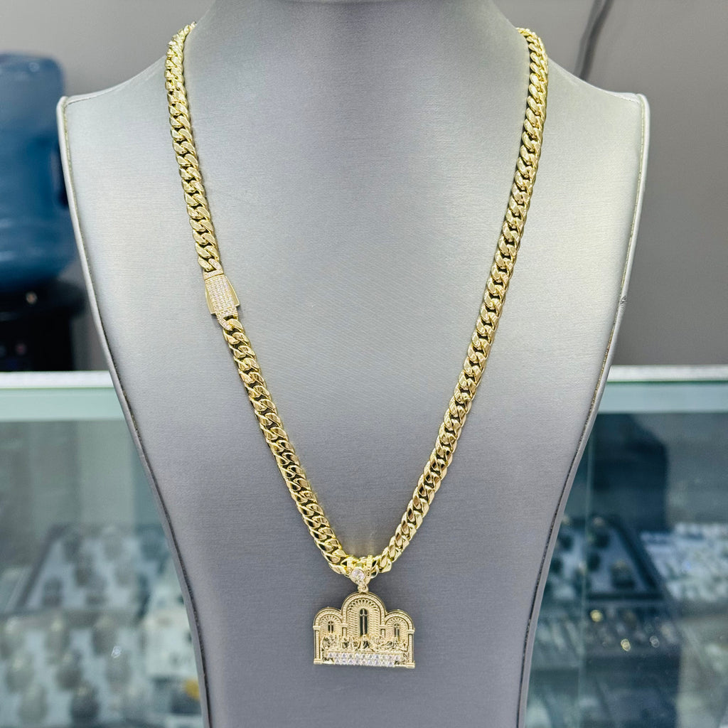 14k Last Supper Pendant W/ Hollow Cuban Chain (7MM - 20” Inches) JTJ™ - Javierthejeweler