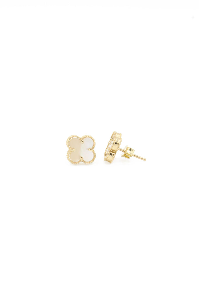*NEW* 14K Women White Clover Choker + Earrings JTJ™ - Javierthejeweler