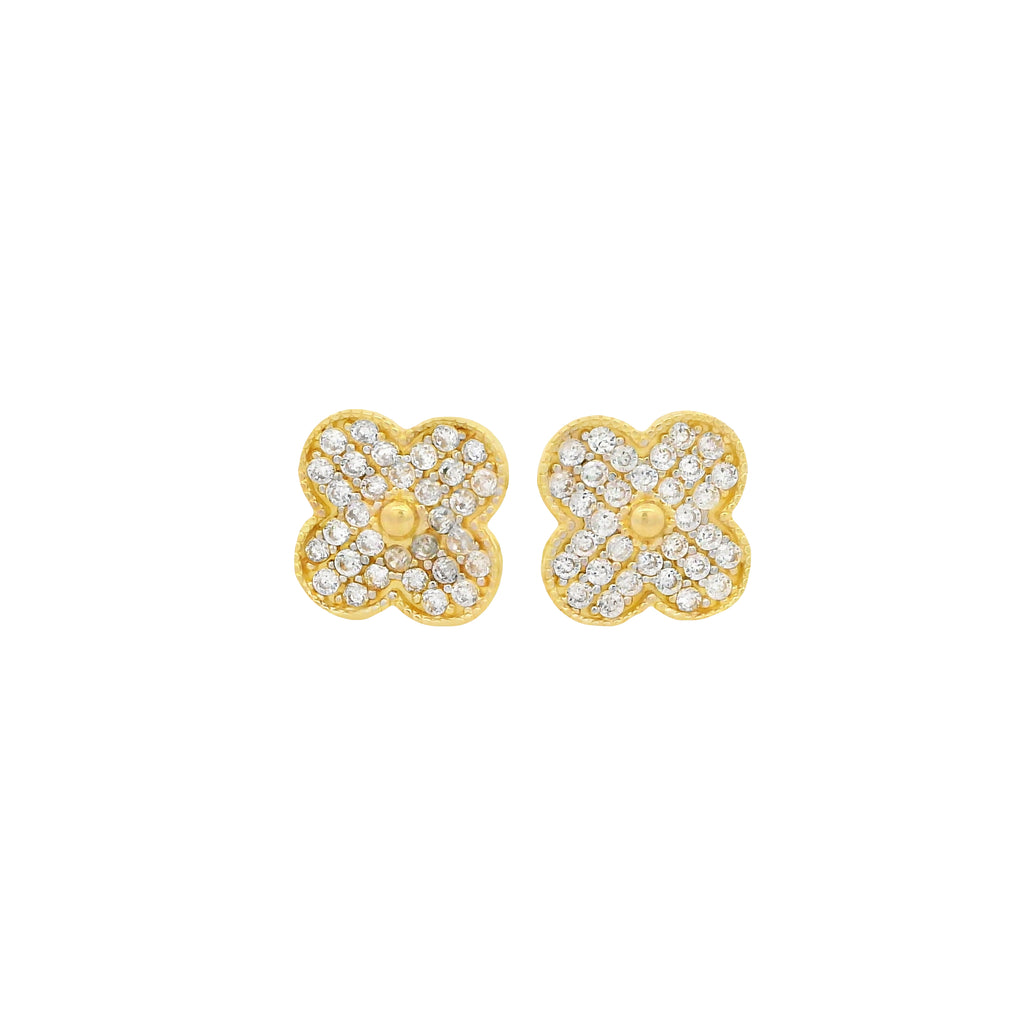 14K Clover CZ Earrings (10MM) JTJ™ - Javierthejeweler