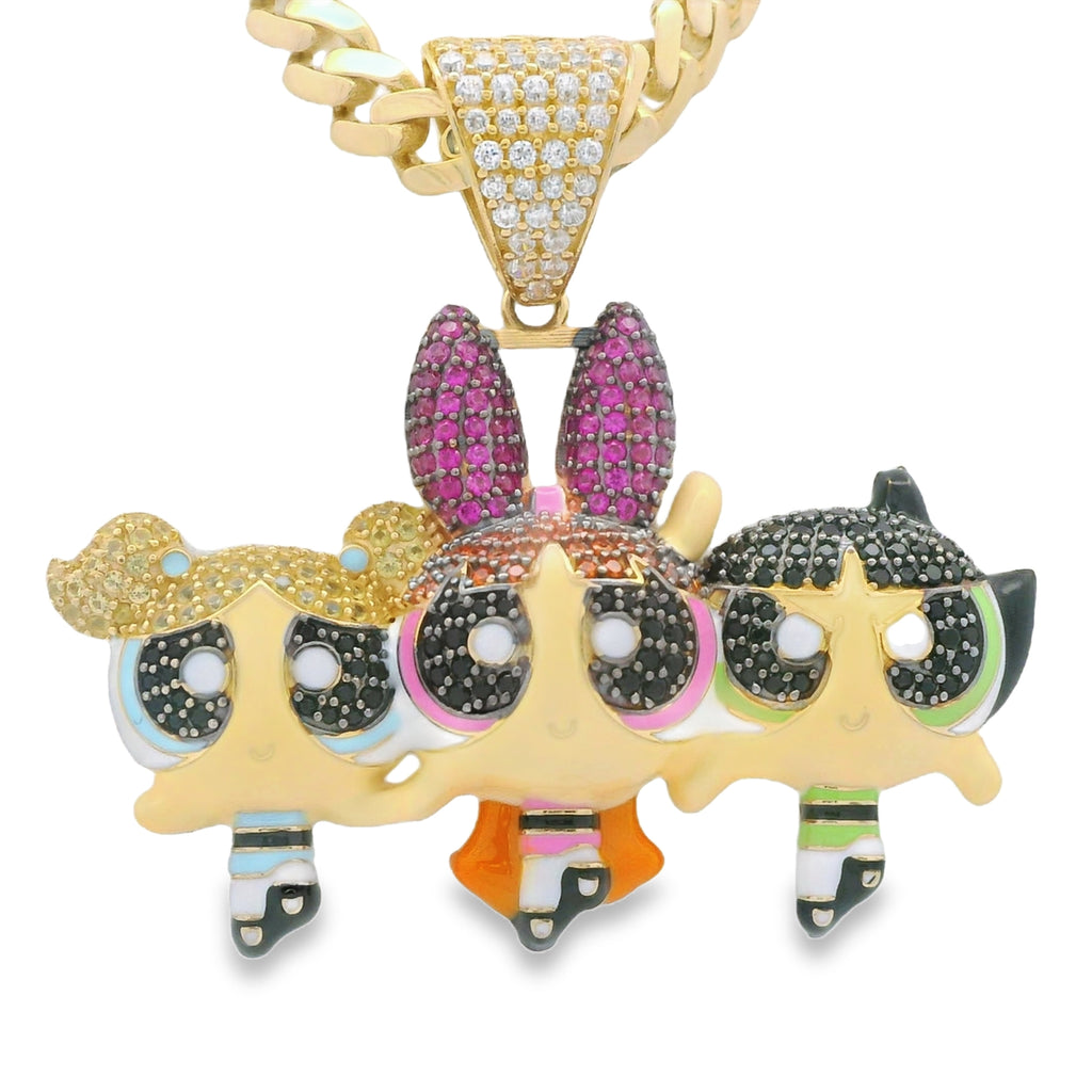 14K PP GIRLS 😍 Pendant W/ Hollow Cuban Monaci Choker (16” Inches) JTJ™ - Javierthejeweler