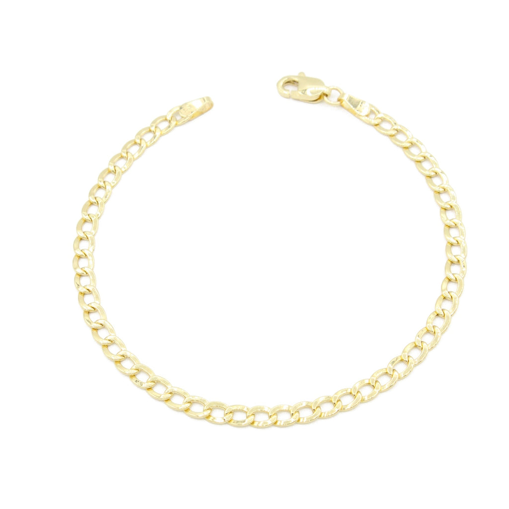 14k Hollow Cuban Curb Bracelet for Men (3.5 mm - 8” Inches) JTJ™- - Javierthejeweler