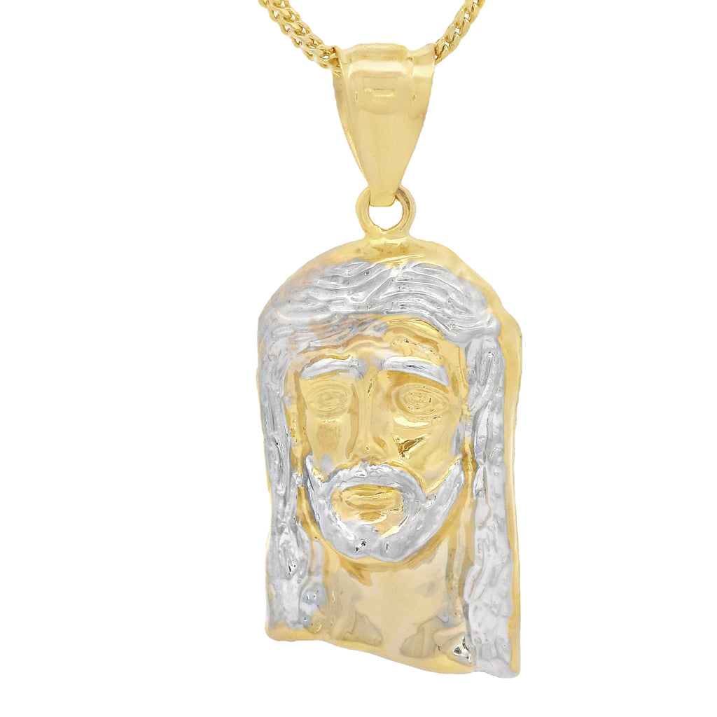 14K Jesus Face Pendant (1.5” Inches) W/ Hollow Franco Chain (20” Inches)  JTJ™ - - Javierthejeweler