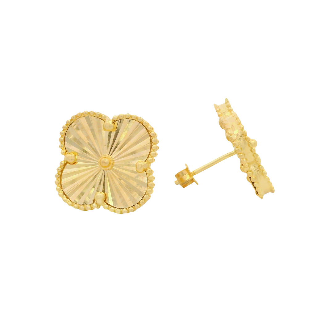 14K Clover Gold Earrings (14.5MM) JTJ™ - Javierthejeweler