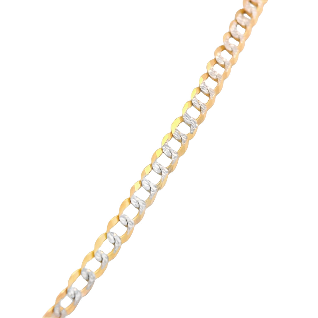 14K Initial (J) CZ Pendant w/ Solid Two Tone Cuban Chain (18” Inches) JTJ™ - Javierthejeweler