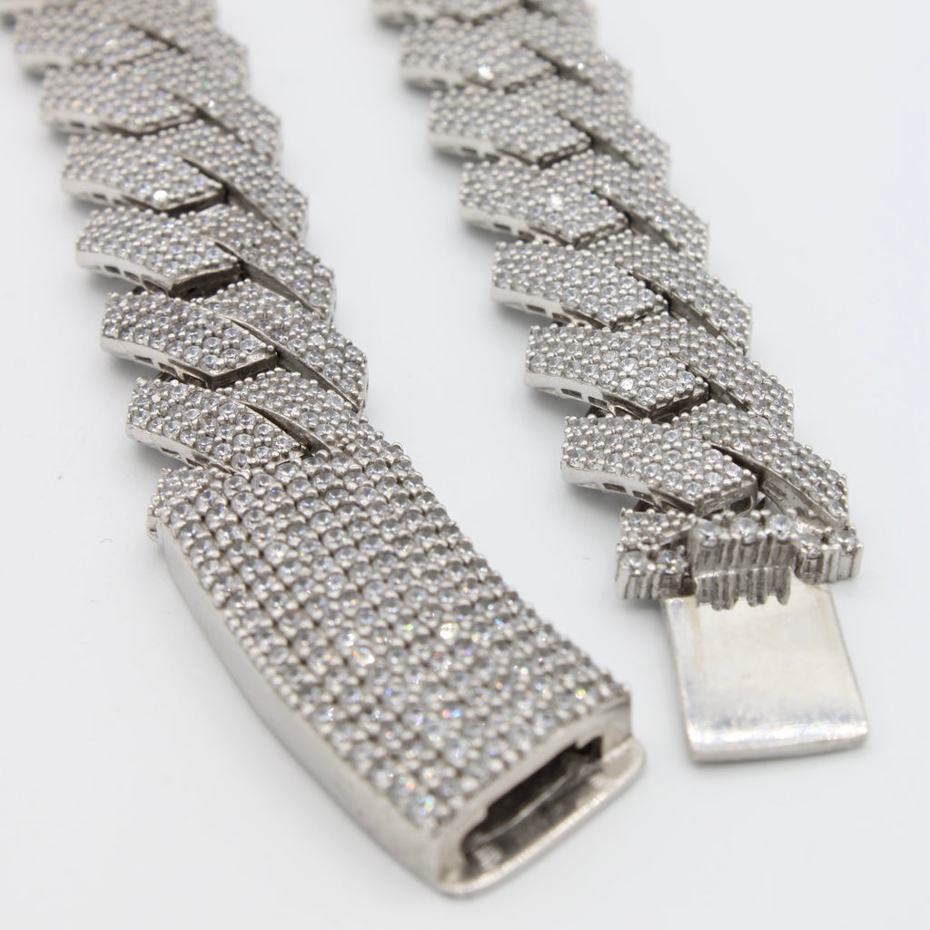 14k White Hollow Cuban EDGE Full CZ (14.5MM / 22" Inches) JTJ™ - Javierthejeweler