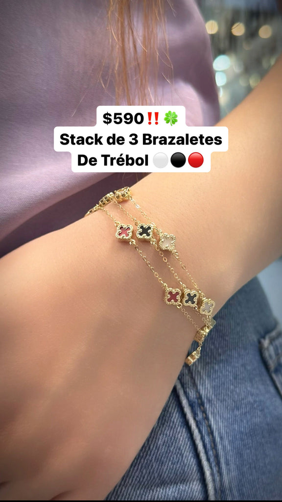 *NEW* 14K 3 Bracelet Clover STACK JTJ™ - Javierthejeweler