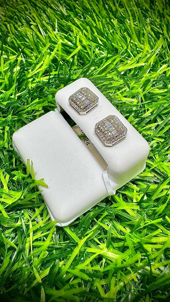 *NEW* 14K 💎💎 (VS) White Square Baguette Diamonds Earrings JTJ™ - Javierthejeweler