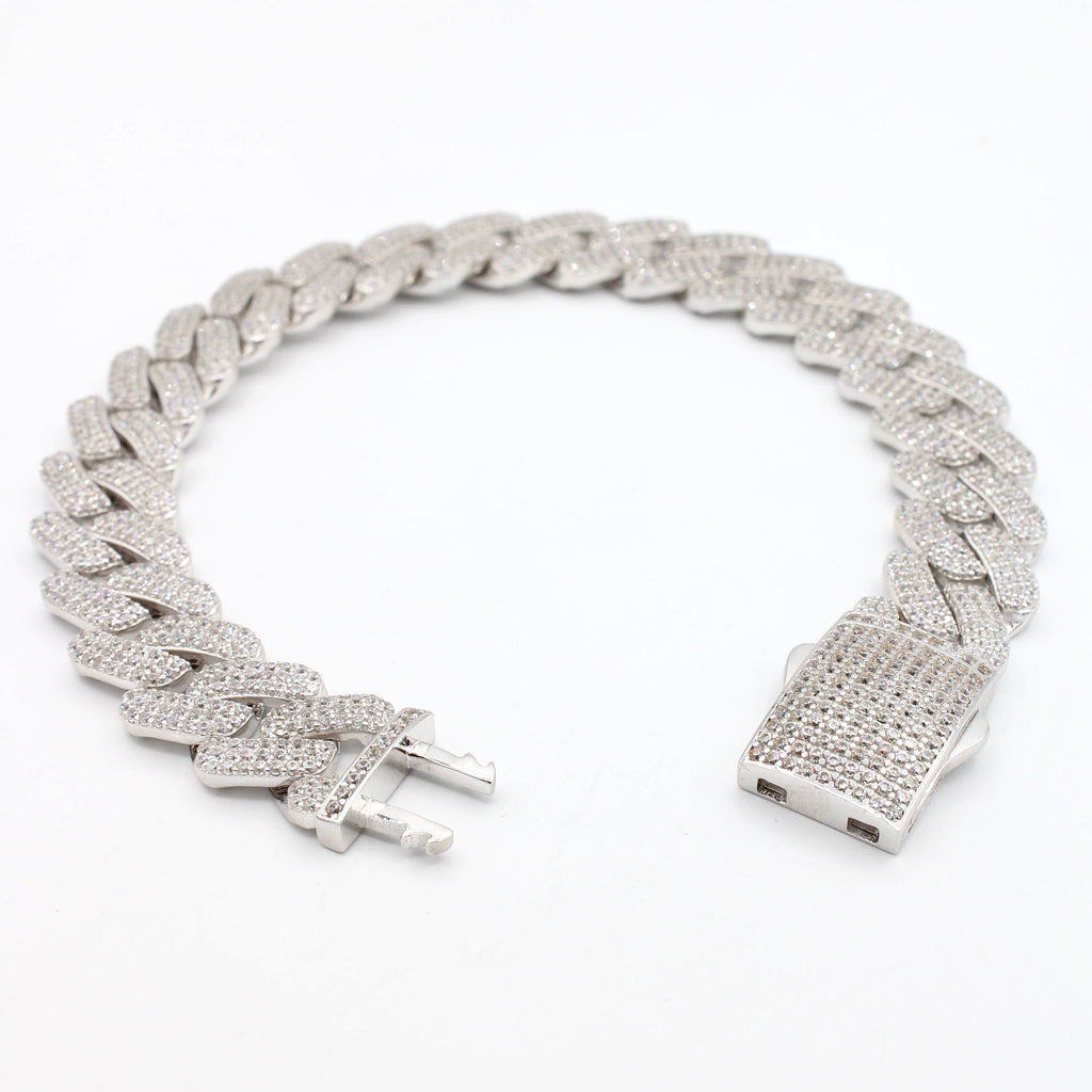 14k Hollow Cuban Bracelet Full CZ (12.5MM) JTJ™ - Javierthejeweler