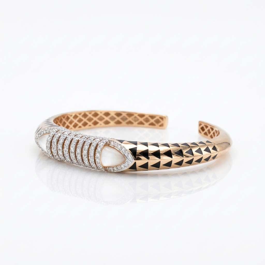 Triangular Bow Bangle 18K Rose Gold Diamond Triangle Bangle NYC – Javierthejeweler