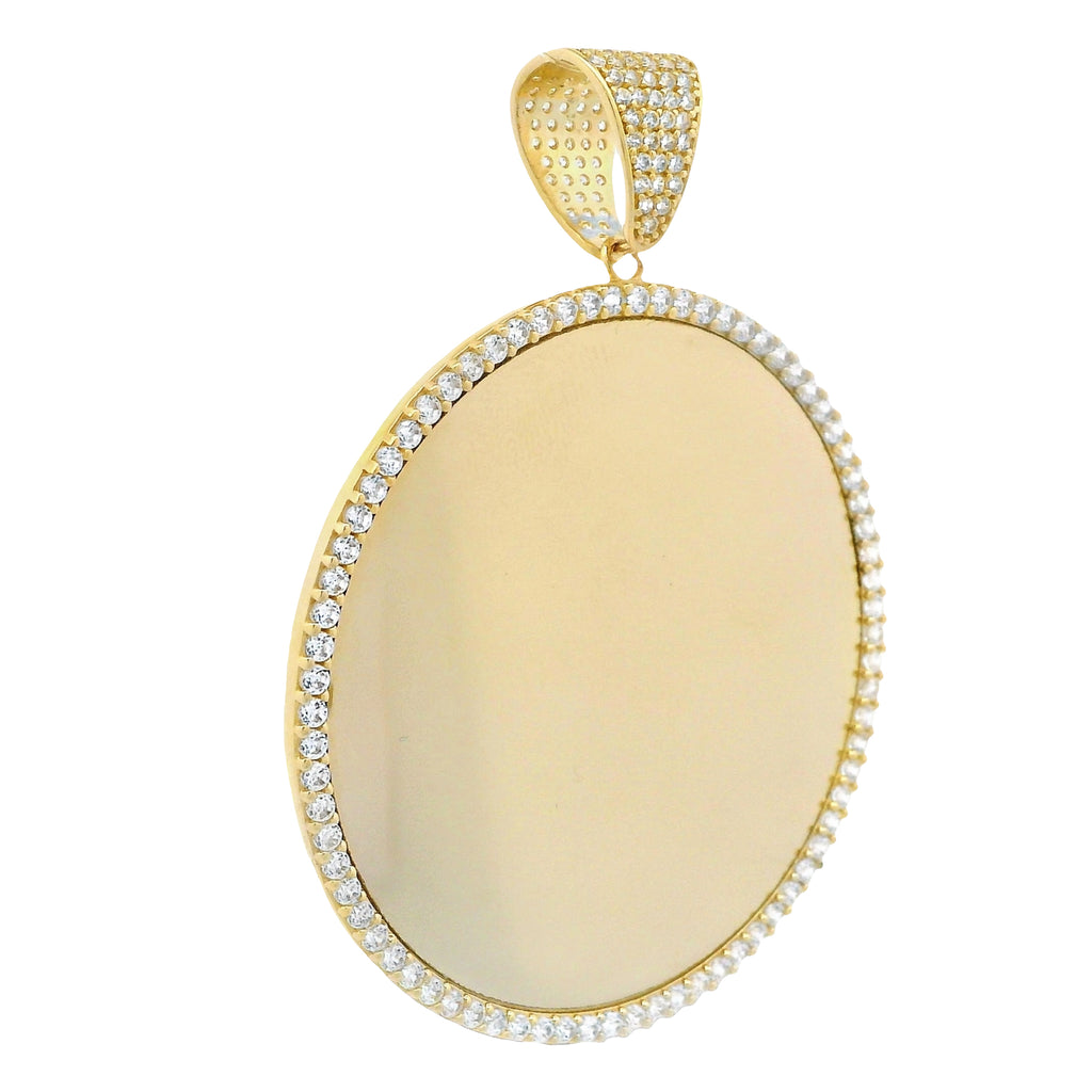 14K Picture CZ Round Pendant (2.5” Inches ) JTJ™ - Javierthejeweler