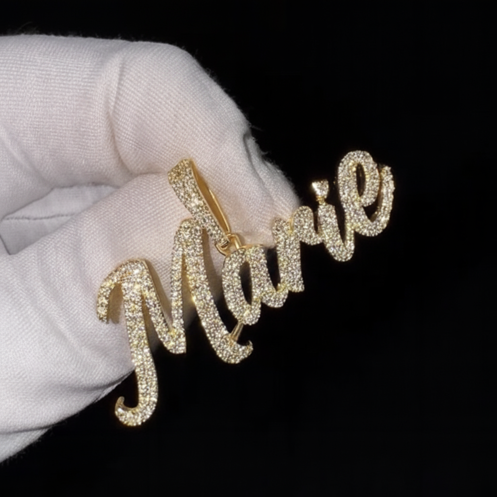 14K Custom Lab Grown Diamond 💎 Name Pendant JTJ™ - Javierthejeweler