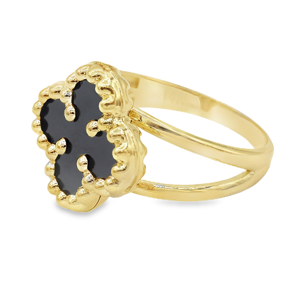14k Women’s Black Alt. Clover Ring JTJ™ - Javierthejeweler