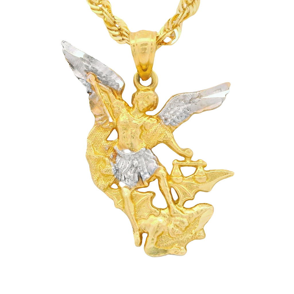14K San Miguel Pendant (S) W/ Hollow Rope Chain (20” Inches) JTJ™ - Javierthejeweler