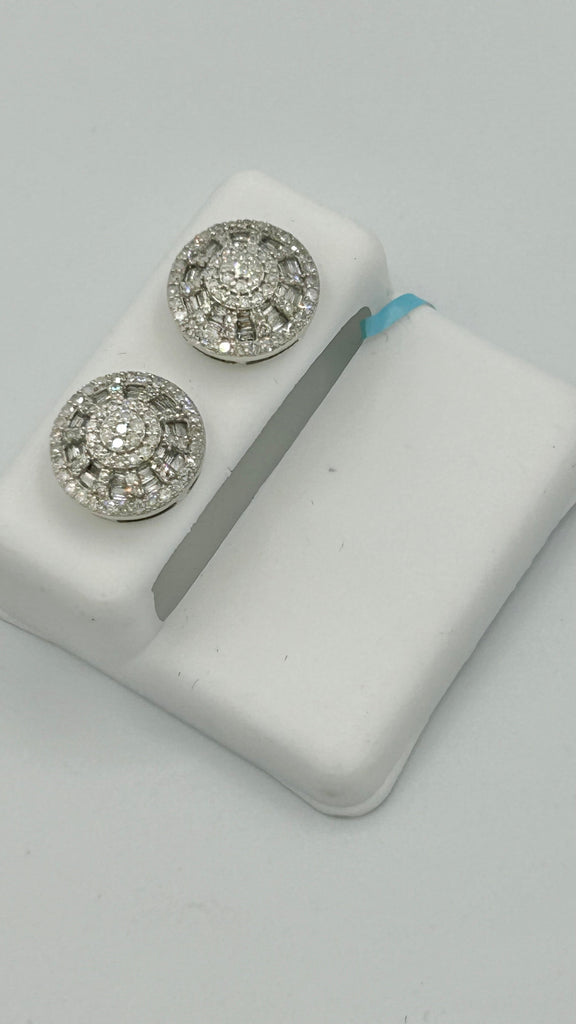 *NEW* 14k 207 White Gold Round Baguette Diamonds 💎 VS Earrings JTJ™ - - Javierthejeweler