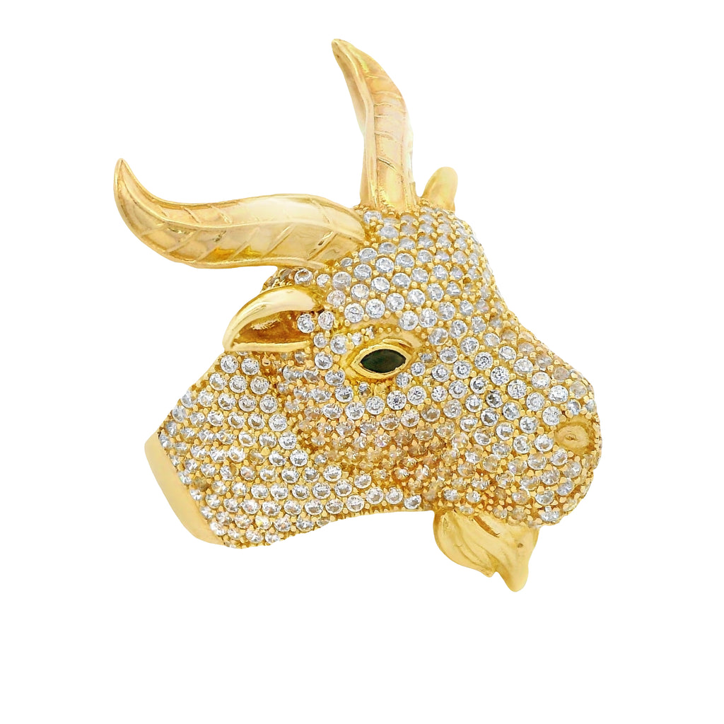 14K Goat Head Ring (CZ) JTJ™ - Javierthejeweler