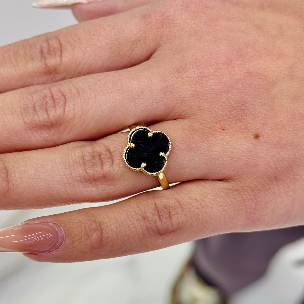 14k Women’s Black Clover Ring (M) JTJ™ - Javierthejeweler
