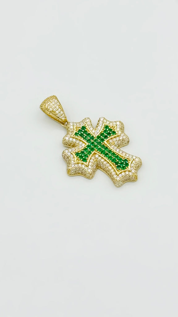 *NEW* 207 14K CZ Cross Pendant (Green) JTJ™ - Javierthejeweler