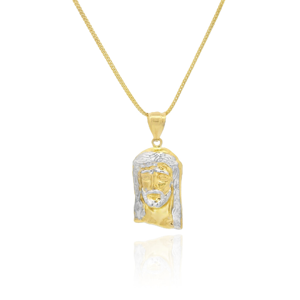14K Jesus Face Pendant (1.5” Inches) W/ Hollow Franco Chain (20” Inches)  JTJ™ - - Javierthejeweler