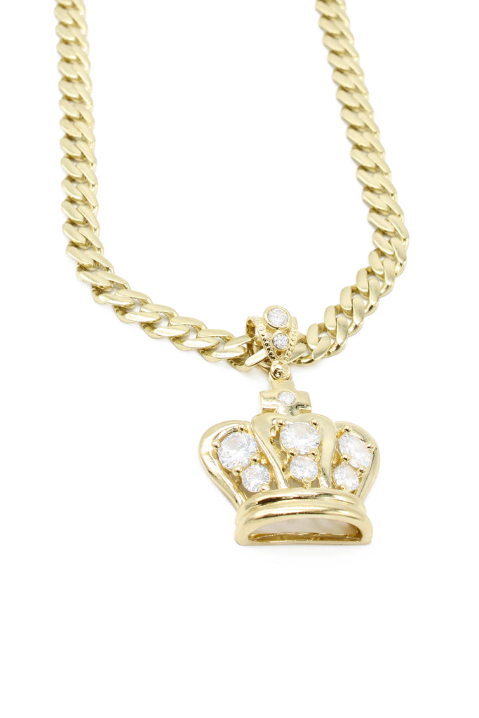 *NEW* PA 14k Crown ZC Pendant W/ Hollow ITTALLO Cuban Chain JTJ™ - Javierthejeweler