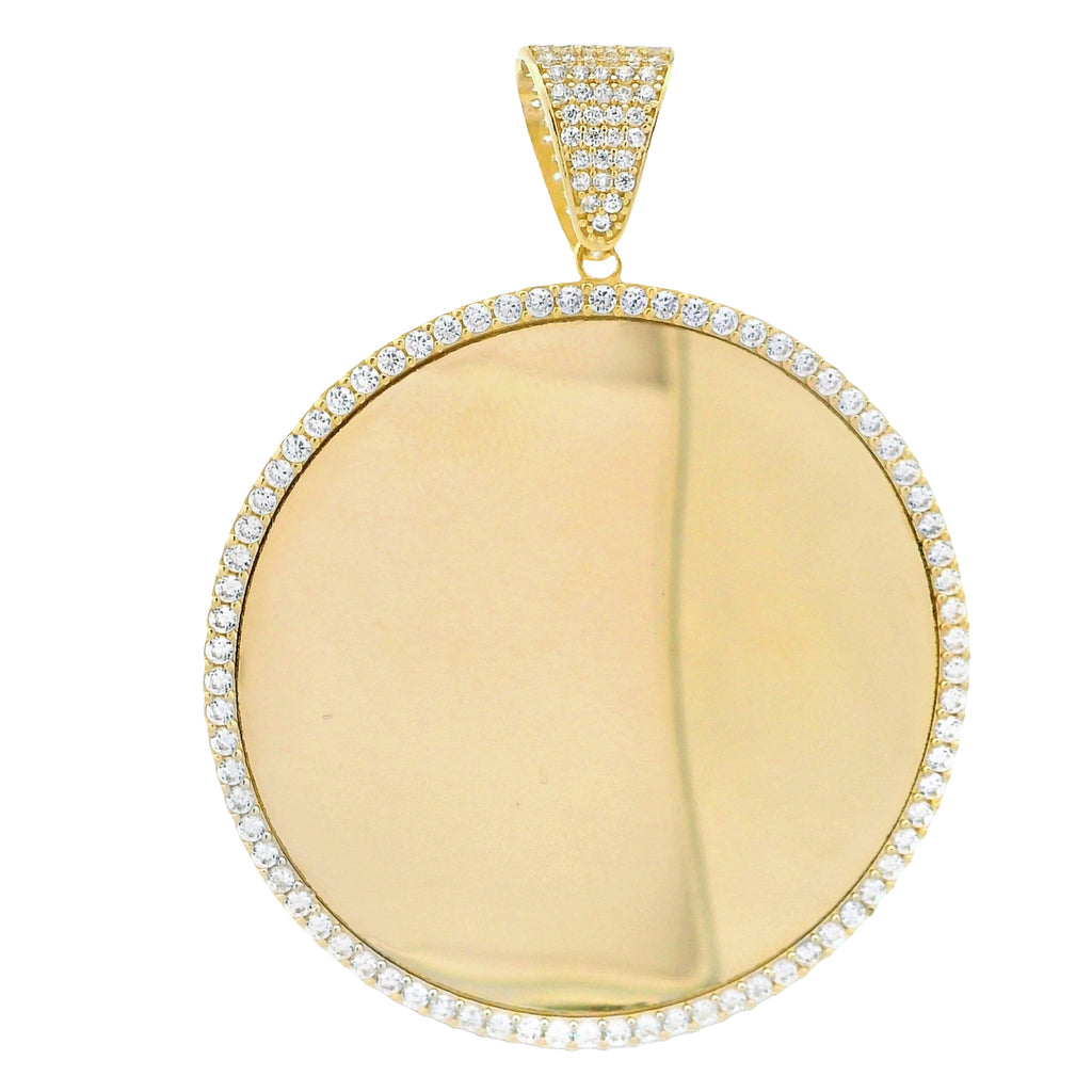 14K Picture CZ Round Pendant (2.5” Inches ) JTJ™ - Javierthejeweler