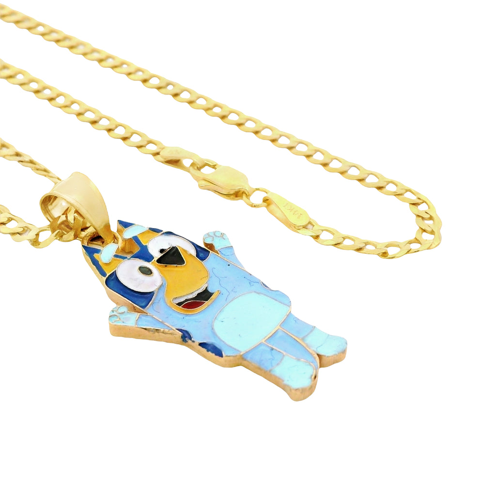 14K Bluey Pendant w/ Solid Cuban Chain (18” Inches) JTJ™ - Javierthejeweler