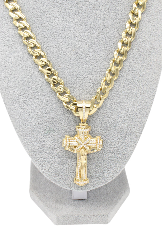 *NEW* PA 14k Crucifix ZC XL Pendant W/ Hollow ITTALLO Cuban Chain JTJ™ - Javierthejeweler