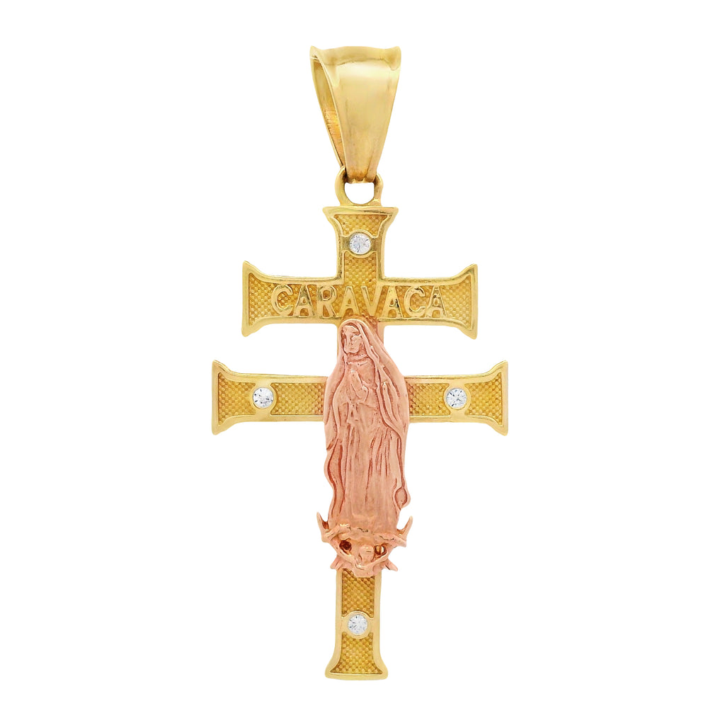 14K Caravaca Cross Pendant two Tone (2” Inches)  JTJ™ - Javierthejeweler