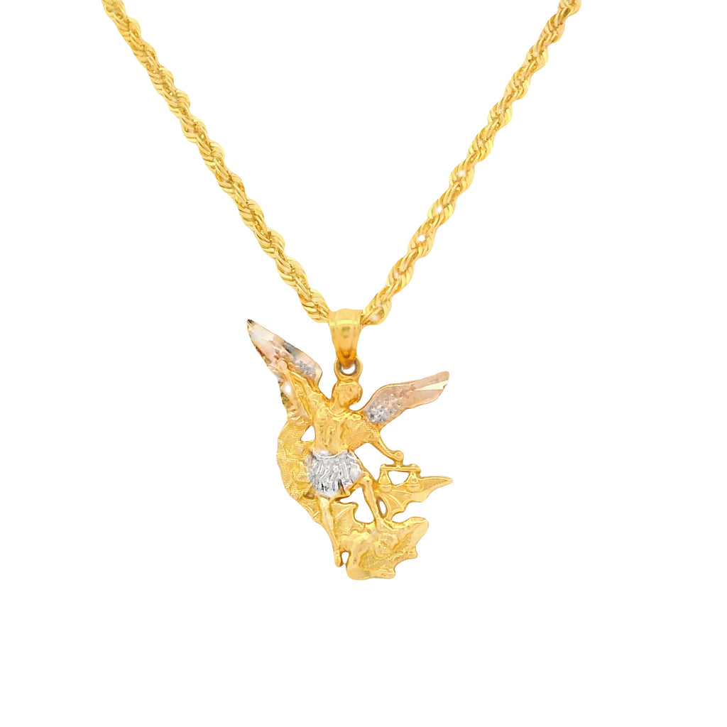 14K San Miguel Pendant (S) W/ Hollow Rope Chain (20” Inches) JTJ™ - Javierthejeweler