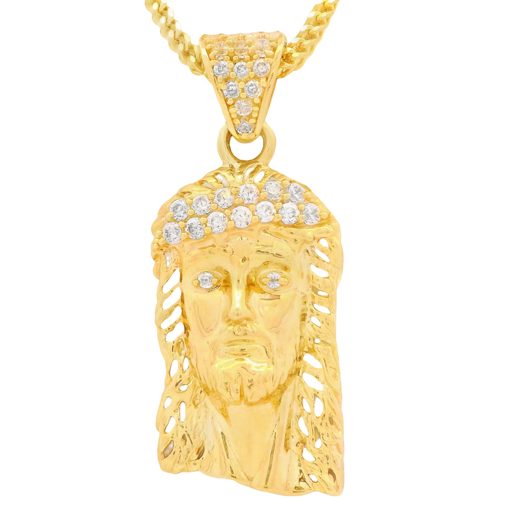 14K Jesus Pendant W/ Hollow Franco Chain (22” Inches) JTJ™ - Javierthejeweler