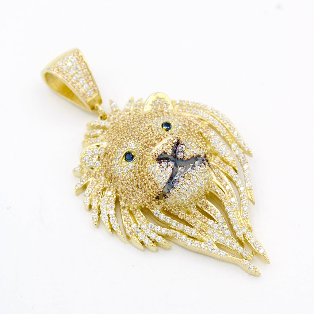 14k CZ Lions Head Pendant JTJ™ - Javierthejeweler