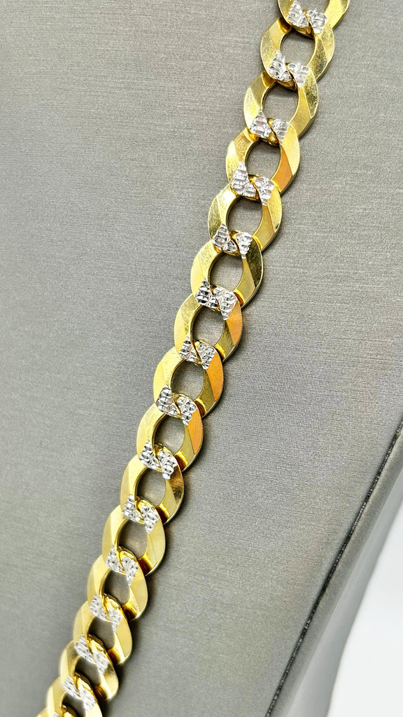 *NEW* 207 14K Solid Cuban Two Tone Curb Chain 12MM (24” Inches) JTJ™ - - Javierthejeweler