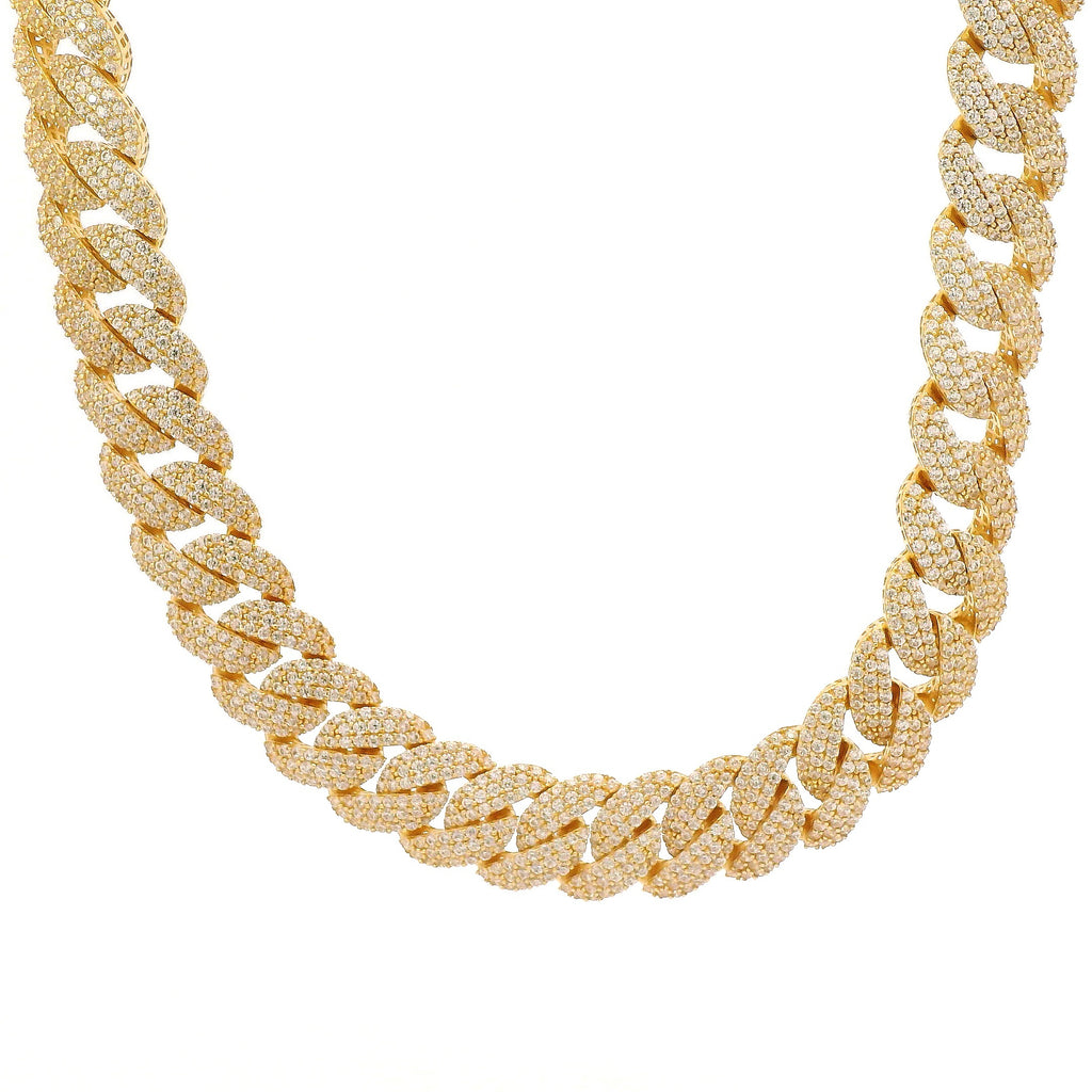 14k Hollow Cuban Chain Full CZ Monaci Chelsea (12MM / 24” Inches) JTJ™ - Javierthejeweler
