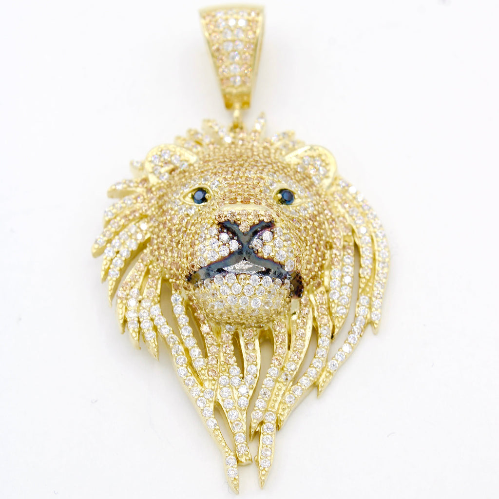 14k CZ Lions Head Pendant JTJ™ - Javierthejeweler
