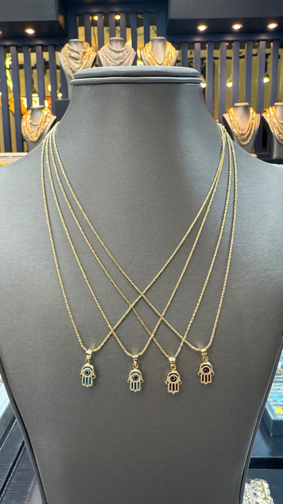 *NEW* 14k Blue Hamsa Pendant🪬 W/ Rope Diamond Cut Chain (18” Inches) JTJ™ - Javierthejeweler