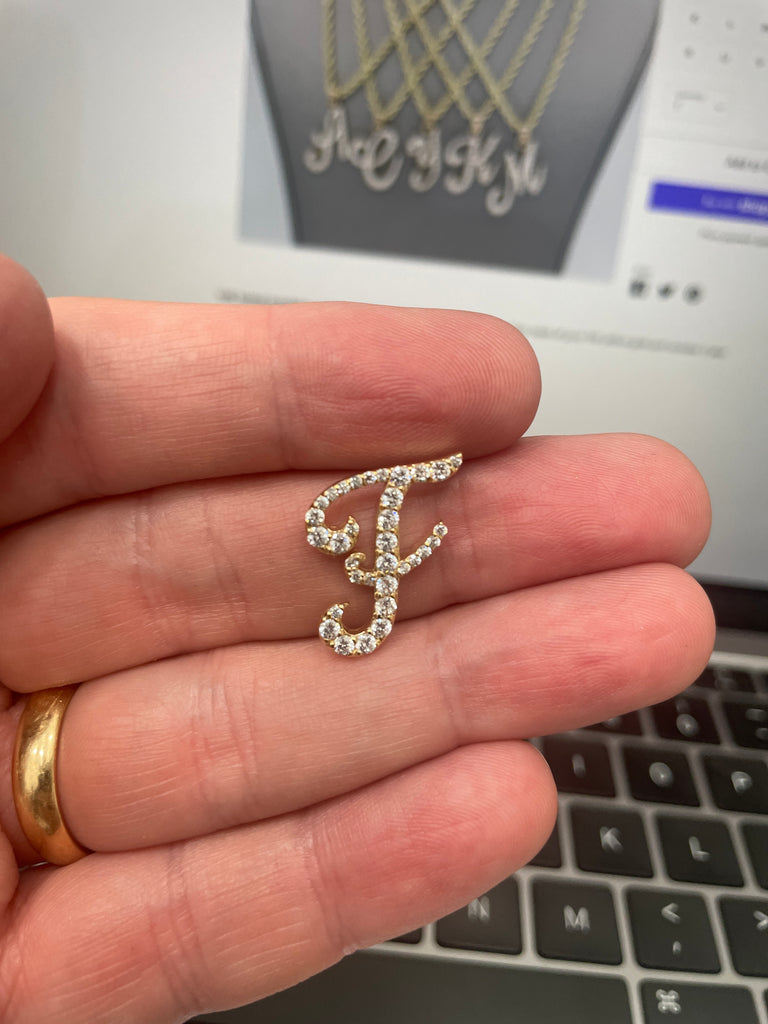 *NEW* 14K All Initial Cursive Pendant + Semi Solid Rope Chain (20" Inches)  JTJ™ - Javierthejeweler