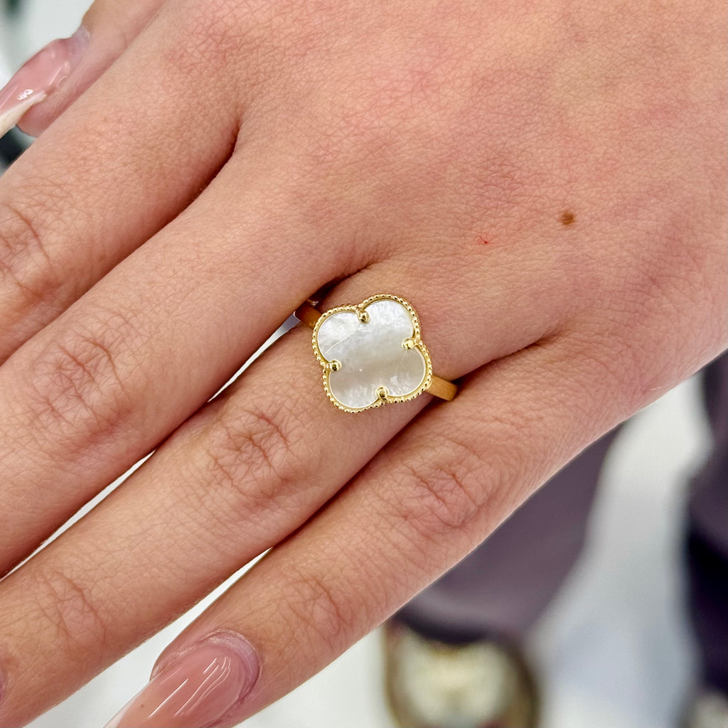 14k Women’s White Clover Ring (M) JTJ™ - Javierthejeweler