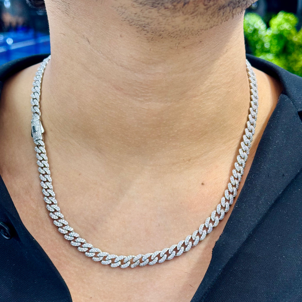 14k Hollow Cuban Chain For Men Full CZ (7.5MM - 22” Inches) JTJ™ - Javierthejeweler