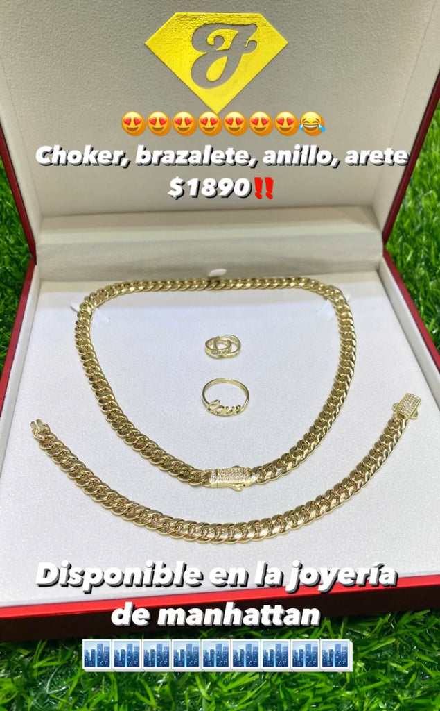 *NEW* 14k Hollow Choker & Bracelet Set (7.5 mm) + RING + CZ HOOPS 😍 JTJ™ - - Javierthejeweler