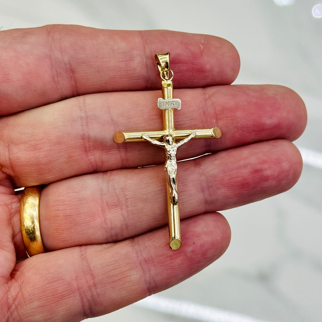 14K Jesus Cross Two Tone Pendant (2” Inches)  JTJ™ - Javierthejeweler