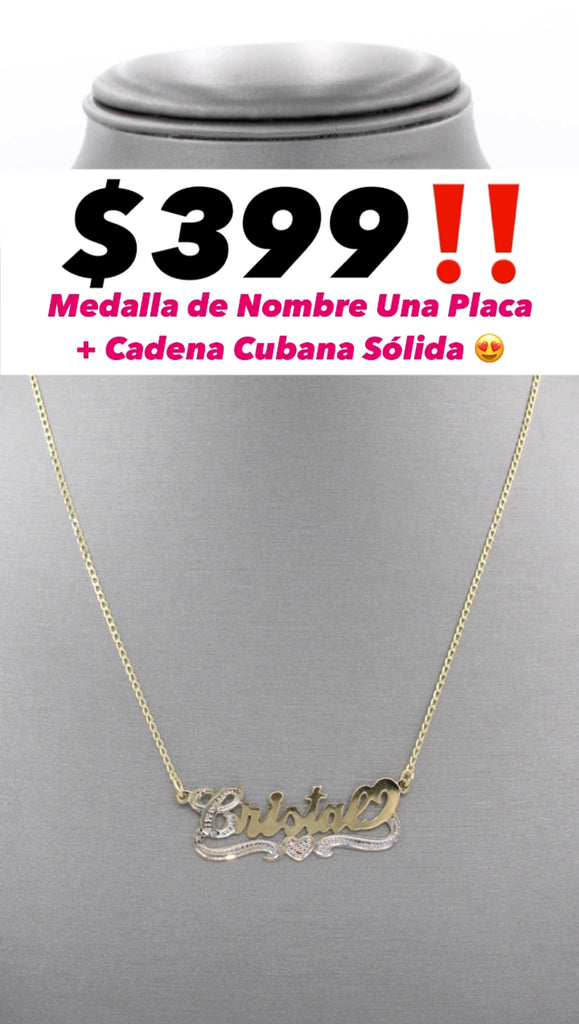 *NEW* 14K Custom Name Plate Pendant  W/ SOLID Cuban Chain JTJ™ - Javierthejeweler