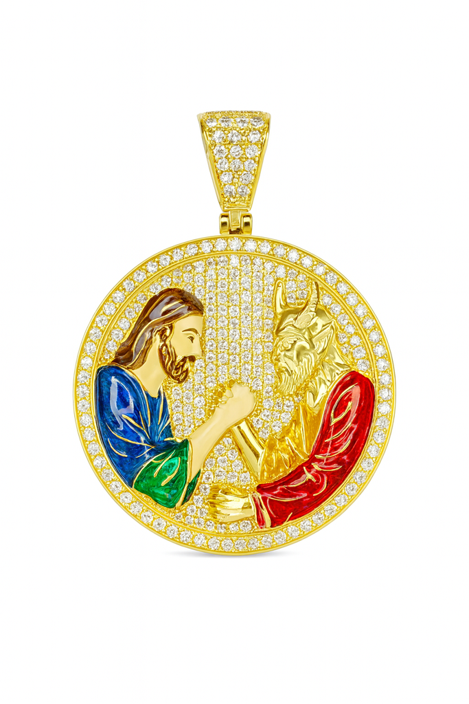 14K God Vs Evil Pendant CZ JTJ™ - Javierthejeweler