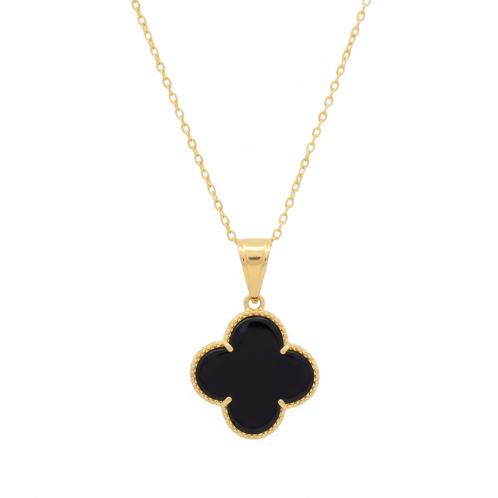 14k Black Clover Pendant + Cable Chain JTJ™ - Javierthejeweler