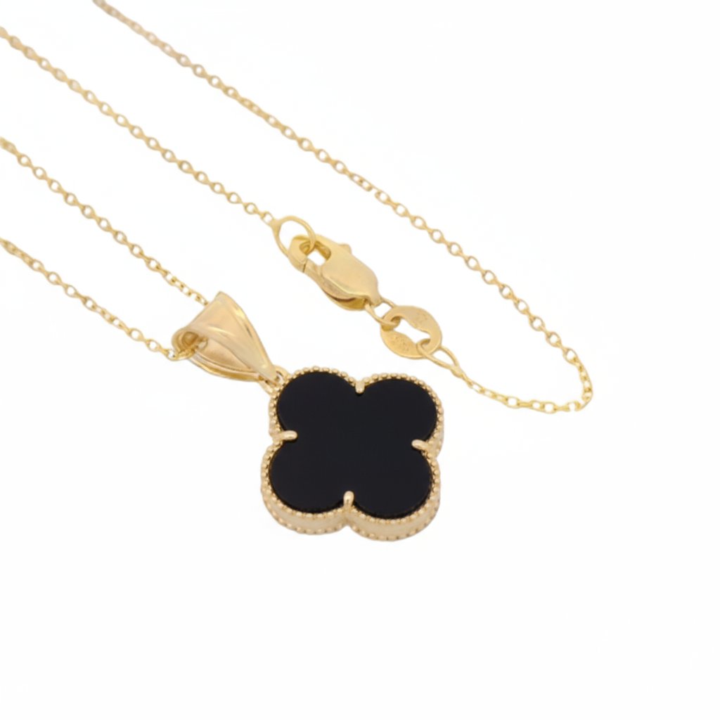 14k Black Clover Pendant + Cable Chain JTJ™ - Javierthejeweler