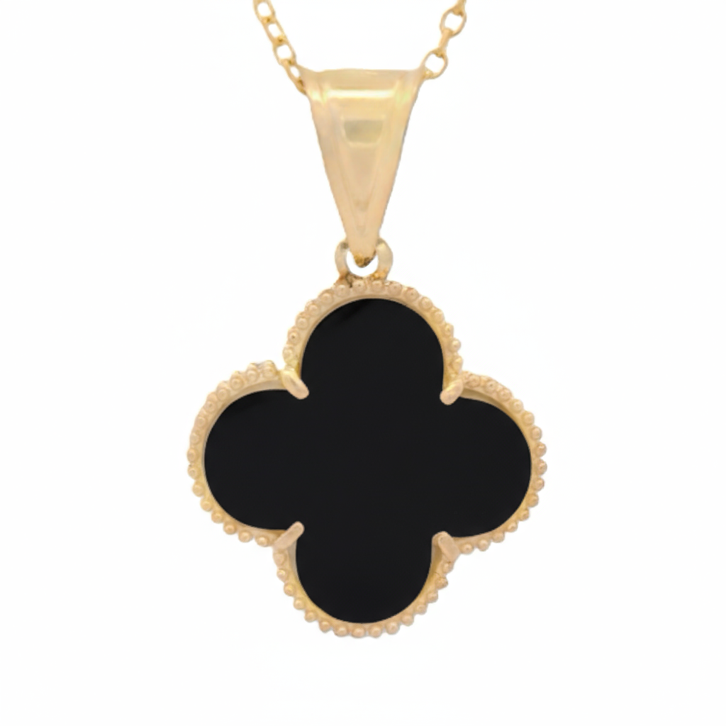 14k Black Clover Pendant + Cable Chain JTJ™ - Javierthejeweler