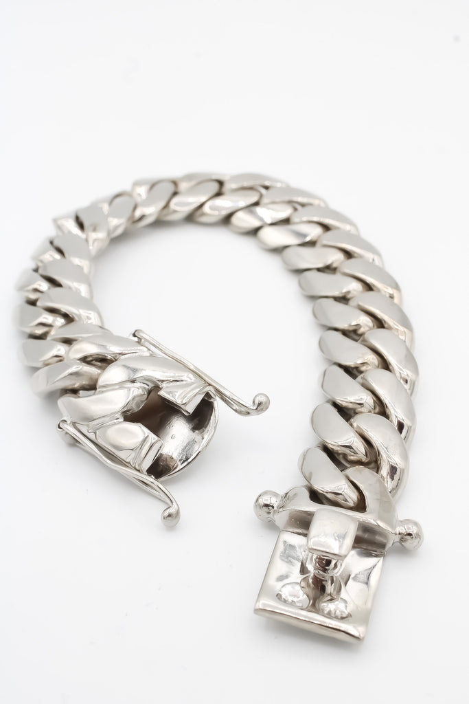 *NEW* 14k White Gold Miami Solid Cuban Link Bracelet (17.5MM) JTJ™ - Javierthejeweler