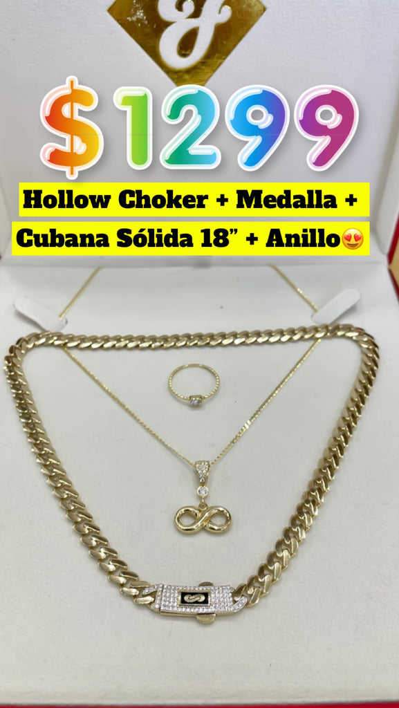 *NEW* 14k Hollow Cuban Choker +  Pendant + Solid Cuban Chain + Ring 🤩 JTJ™ - Javierthejeweler