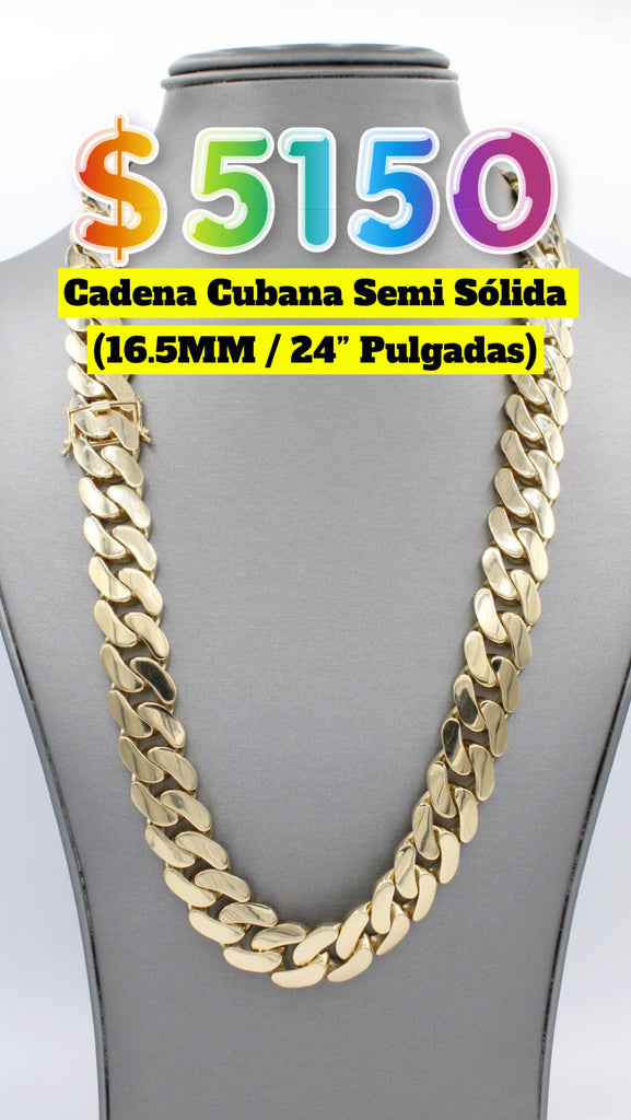 *NEW* 14K Cuban Semi Solid Chain (16.5MM - 24" Inches) NU LINK JTJ™ - Javierthejeweler