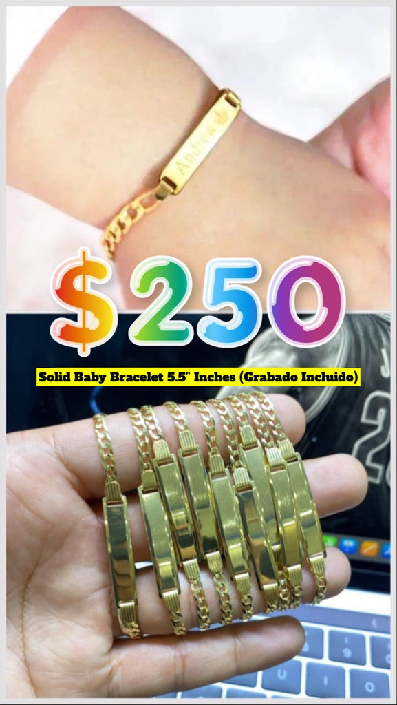 *NEW* 14K SOLID Baby Bracelet  👶🏼 For Engraving (3.2MM // 5.5" Inches) 👦🏼 👧 JTJ™ - Javierthejeweler